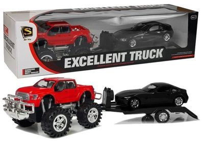 Fahrzeugset Roter Monstertruck Schwarzer BMW Caravan 58 cm