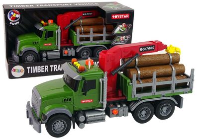 LKW-Autokran transportiert Holzstämme
