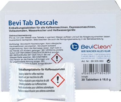 Reinigungsmittel, Entkalker, Entkalkungstabletten - Bevi TAB Descale