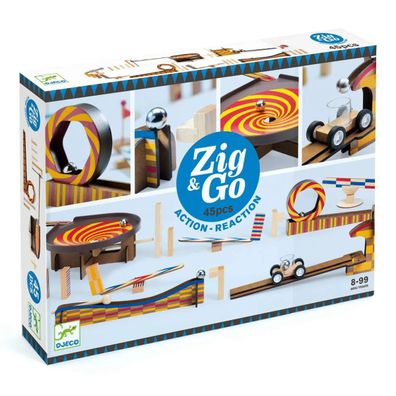 Djeco Baukasten, Denkspiel, Holzbaukasten - Zig Go, 45 Teile