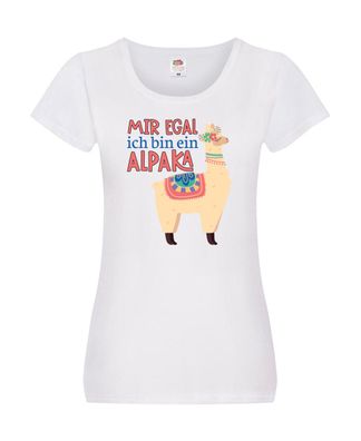 Mir egal ich bin ein Alpala | Lama | Juckt mich nicht Damen Shirt Weiß
