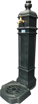Brunnen Stand Wasserentnahmestelle Standbrunnen Metall Aluminium komplett mit Schale
