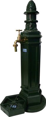 Brunnen Stand Wasserentnahmestelle Standbrunnen Metall Aluminium komplett mit Schale