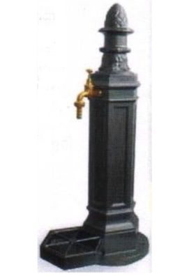 Brunnen Stand Wasserentnahmestelle Standbrunnen Metall Aluminium komplett mit Schale