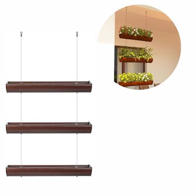 Blumenkasten 3er Set, hängend, Länge 75 cm Bronze