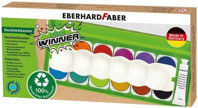 Eberhard Faber 578313 - Green Winner Deckfarbkasten mit 12 Farben, Deckweiß