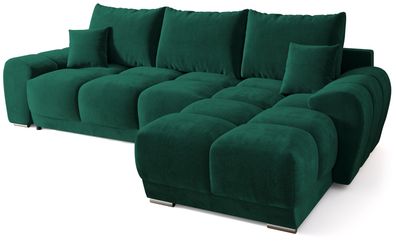 Ecksofa NUBES L-Form mit Schlaffunktion, Eckcouch mit Bettkasten Samtstoff