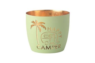 Madras Windlicht "Happy Camper"