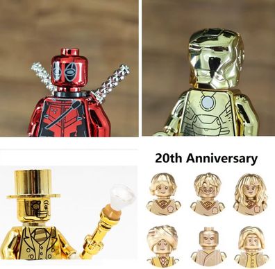 Glänzender Deadpool Ironman Mr. Gold Klemmbausteine 100% Cobi BlueBrixx kompatibel