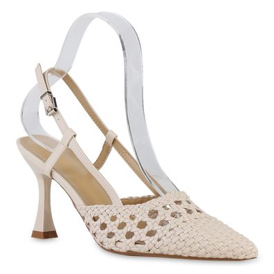VAN HILL Damen Slingpumps Pumps Stiletto Basic Party Absatz-Schuhe 840882