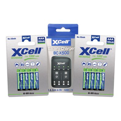 Ladegerät BC-X500 + 8x AAA XCell Rechargeable 1,2V 1000mAh
