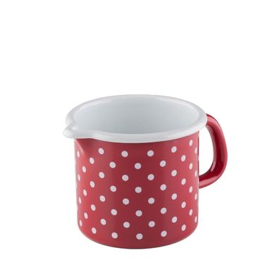 Riess Schneltopf Ø12cm 1 Liter Country Pünktchen Rot Emaille