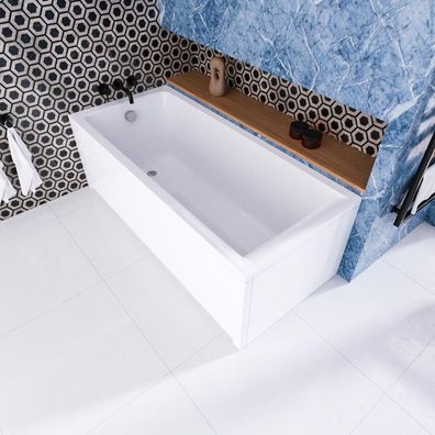 ECOLAM Badewanne 160x70 cm Savia Wanne Rechteck Schürze Ablaufgarnitur VIEGA