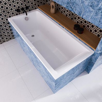 ECOLAM Badewanne 170x70 cm Wanne Savia Rechteck Styropor zum Verfliesen + VIEGA