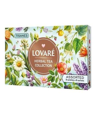 Lovare Grüntee Sortiment in Teebeuteln Herbal 8 Sorten Geschenkset 64 Beutel 96g
