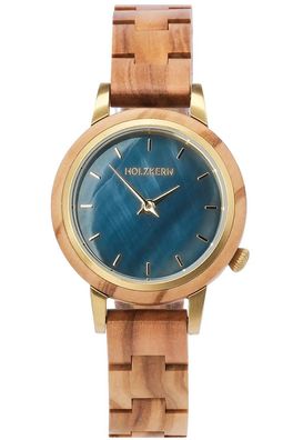 Holzkern Damenuhr Quarz Antrim Olive/Perlmutt