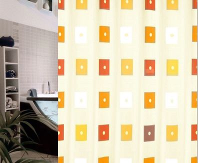 Colin Terra Textil Duschvorhang 180 x 200 cm/ Terrakotta, Gelb, Orange