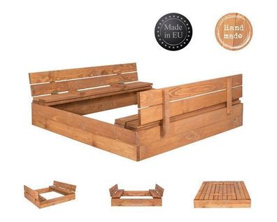 Sandkasten Sandbox Sandkiste aus Holz Sitzbänken Spielzeug mit Deckel Imprägniert