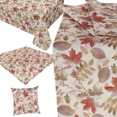 Herbst Tischdecke Tischläufer Kissenbezug Tafeltuch Tischwäsche Herbstlich Blatt