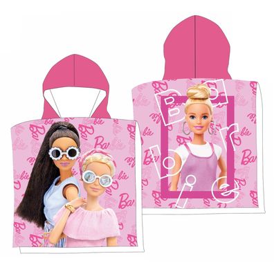 Barbie Kinder-Poncho 100 x 50 cm – Mikrofaser Handtuchponcho für Mädchen