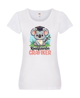 Koalifizierter Grafiker | Grafik Design Damen Shirt Weiß
