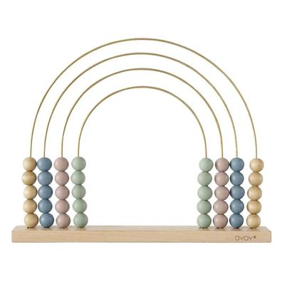 Oyoy Abakus / Motorikspielzeug Regenbogen pastell mit Messing