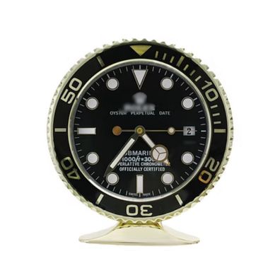 Tischuhr Rolex Submariner Date Schwarz Gold 34cm Moderne Luxus Uhr