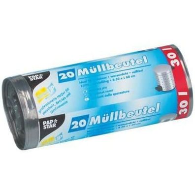 Papstar Müllbeutel 30,0 l grau 17,0 µm, 20 St