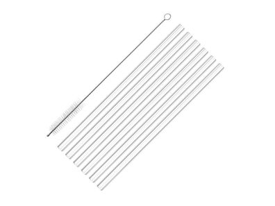 Westmark Trinkhalm Glas gerade mit Reinigungsbürste 20cm 6er