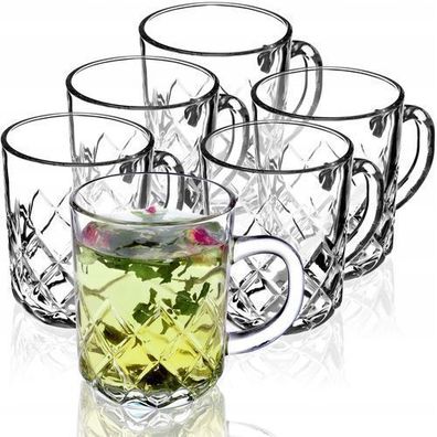 KADAX Teegläser, 6er Set, Gläser mit Griff, Glastassen für 6 personen