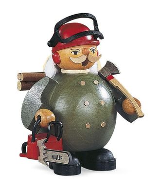 Räucherfigur Räuchermann klein Waldarbeiter mit Motorsäge (BxH):12x14cm NEU