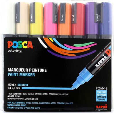 uni-ball Pigmentmarker POSCA PC-5M, 16er Box 182516