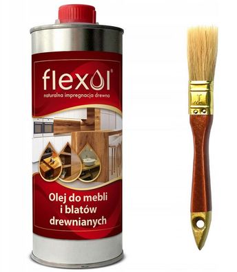 Flexol Holzöl 0,5L für Küchenarbeitsplatten und Holzmöbel - inkl. GRATIS Pinsel