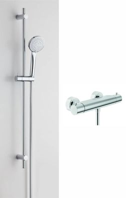 Vigour Brausegarnitur mit Stange 90 cm + Vigour Renovierungsset one verchromt