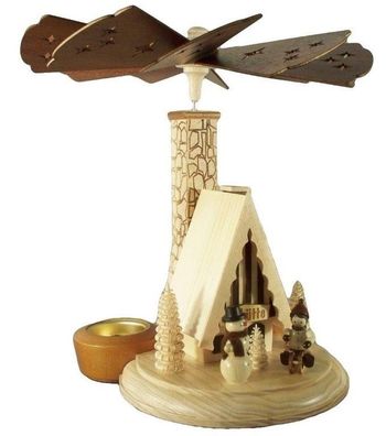 Tischpyramide Räucherhaus Skihütte BxHxT 24x26x24cm NEU Holzpyramide Tischdekorat