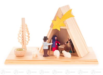 Kerzenhalter Weihnachtskrippe, für Kerze d=10mm H=ca 8 cm NEU Erzgebirge
