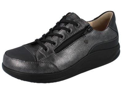 FINN Comfort Finnamic Hachiouji Damen Halbschuhe grau schwarz Glattleder