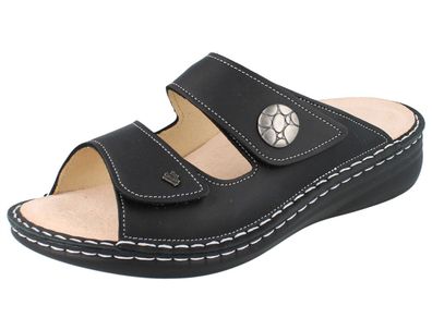 FINN Comfort Moorea Damen Pantolette Hausschuhe schwarz Glattleder