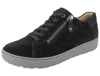 Hartjes Phil Damen Sneaker Halbschuhe Schnürschuhe schwarz Veloursleder