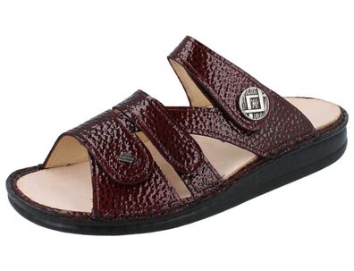 FINN Comfort Agueda Damen Pantoletten Hausschuhe weinrot dunkelrot Lackleder