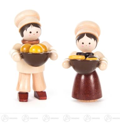 Weihnachtliche Miniatur Bäckerkinder natur B= x H=ca 2,4 cmx4,7 cm NEU