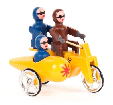 Miniatur-Motorrad Doppelsitzer mit Seitenwagen gelb BxHxT 40 x 35 x 30mm NEU