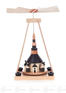 Pyramide Wärmespiel mit Seiffener Kirche BxHxT 10 cmx13 cmx10 cm NEU Erzgebirge
