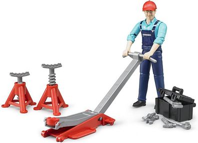 bruder 62100 - Bworld Figurenset Werkstatt - 1:16 Mechaniker Spielzeug-Figur