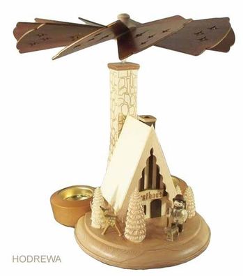 Tischpyramide Räucherhaus Försterei BxHxT 24x26x24cm NEU Holzpyramide Tischdekora