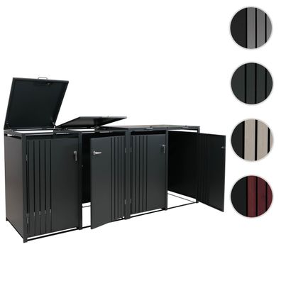 4er-Mülltonnenverkleidung HWC-O67, Mülltonnenbox mit Deckel, Metall 122x250x84cm