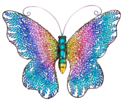 Bunter Metall Schmetterling 58cm Wandfigur Gartenfigur Dekoration Haus Garten