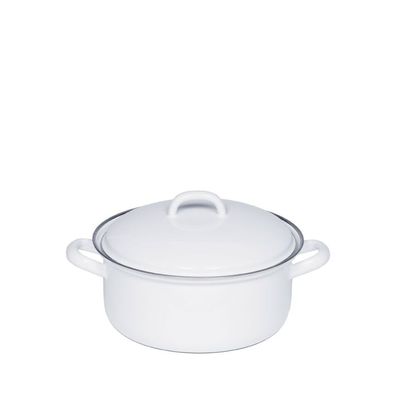 Riess Casserole avec couvercle Ø14cm émail Classic Blanc