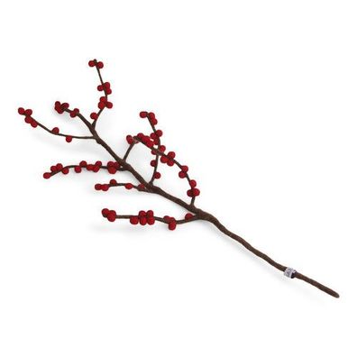 Beerenzweig rot / braun aus Filz von Gry & Sif - Filzdeko, Filzzweig, handmade