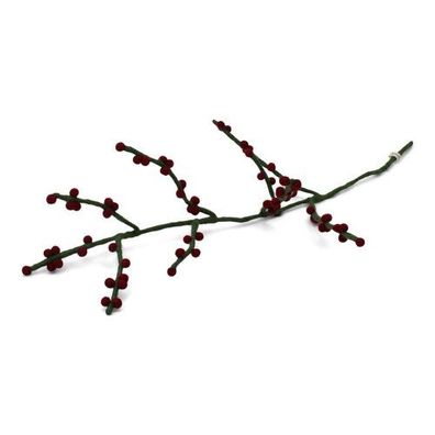 Beerenzweig dunkelrot / grün aus Filz von Gry & Sif - Filzdeko, Filzzweig, handmade